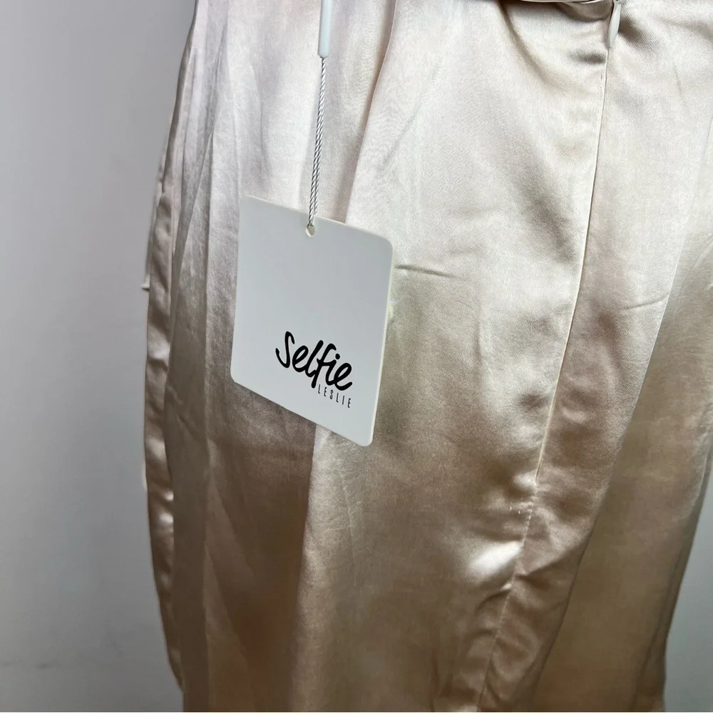 Selfie Leslie dress womens large Halter Draping Champagne Color Romantic - Picture 5 of 10